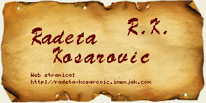 Radeta Košarović vizit kartica